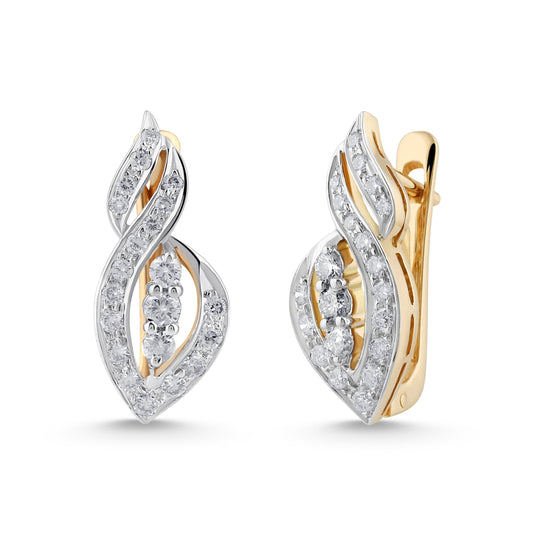 14K GOLDEN HARMONY DIAMOND EARRINGS In DUBAI
