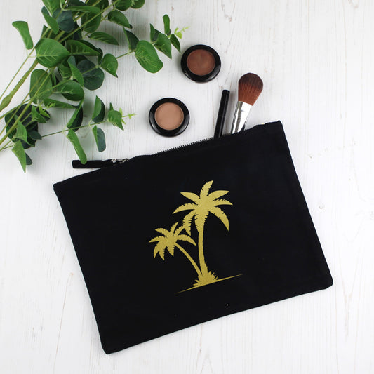 Yellow Gold Palm Tree Make Up Bag